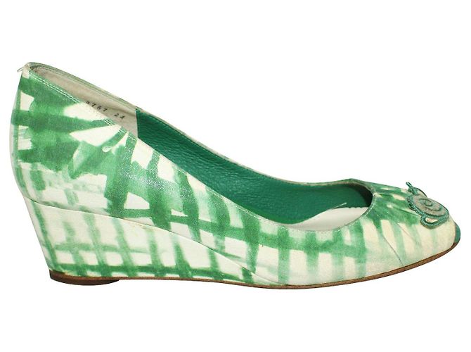 Tsumori Chisato Talons compensés imprimés verts