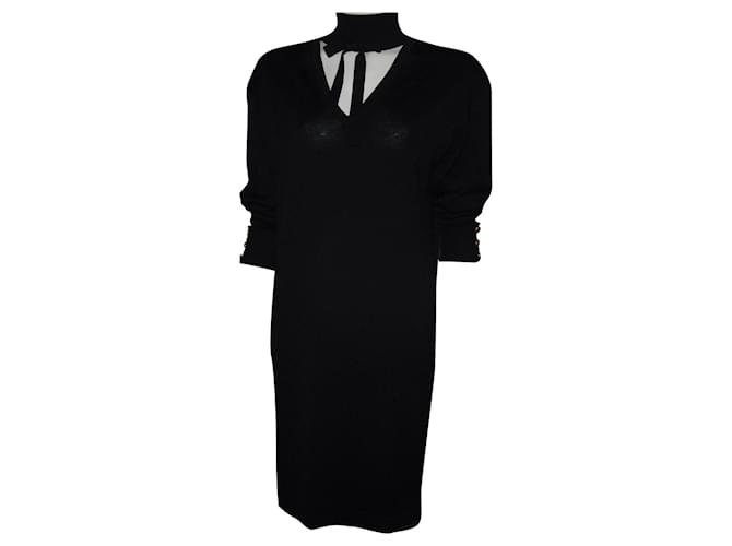 Chanel Black wool dress with bow ref.805788 - Joli Closet