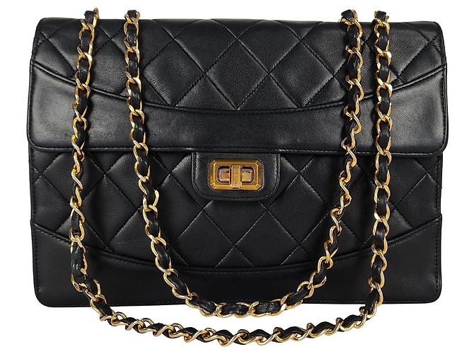Borsa a tracolla Chanel Timeless Classica 2.55 matelassé in pelle nera Nero