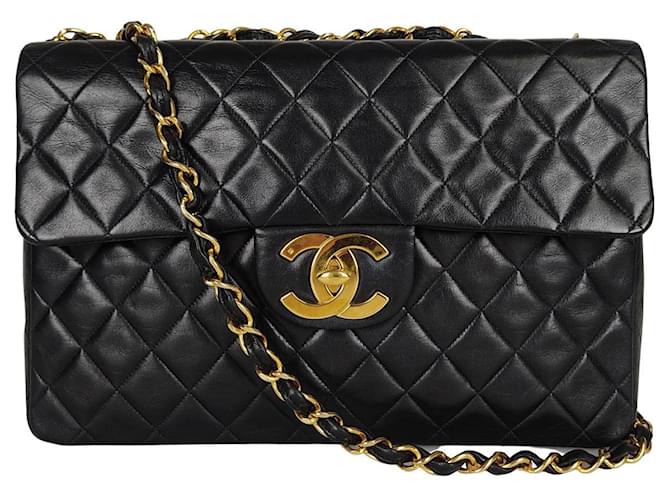 Classique Chanel sac Timeless Maxi Jumbo Turn Lock en cuir noir  ref.805890
