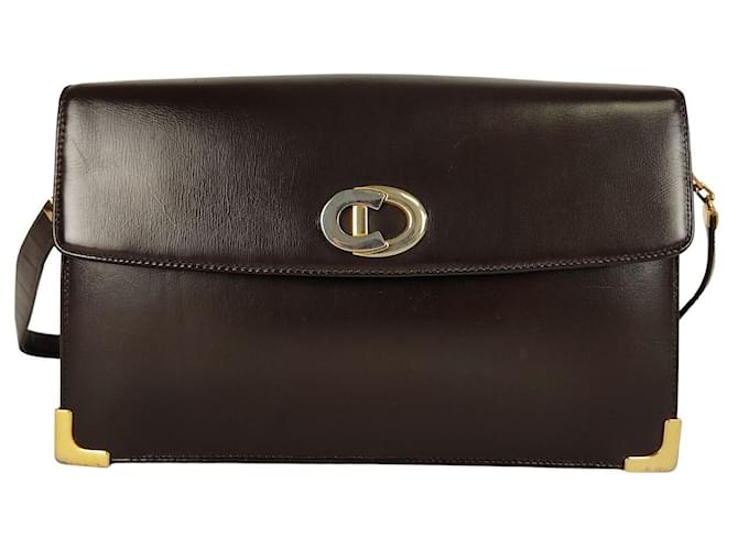 Bolsa tiracolo vintage Christian Dior em couro marrom  ref.805892