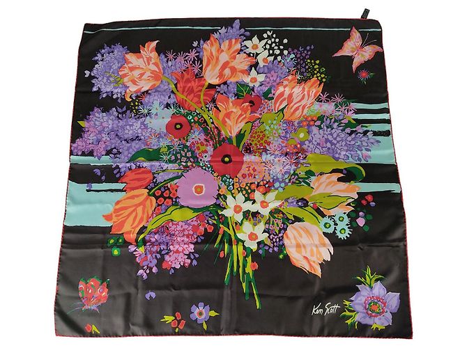 Sciarpa di seta floreale Ken Scott 90X90