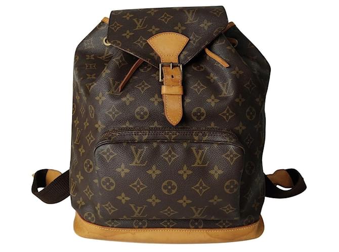 Montsouris vintage cloth backpack Louis Vuitton Brown in Cloth