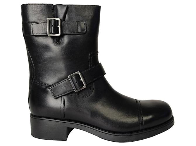 Prada Rodeo leather boots (eu 41) Black  ref.806016