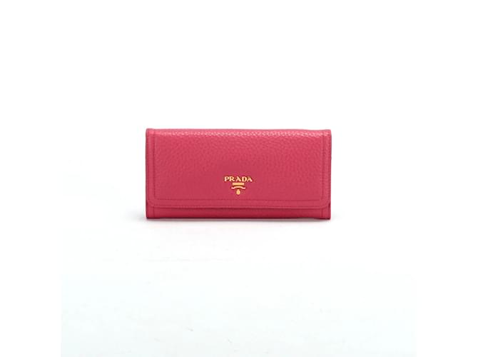 Prada Vitello Daino Long Wallet Pink Leather  ref.806100