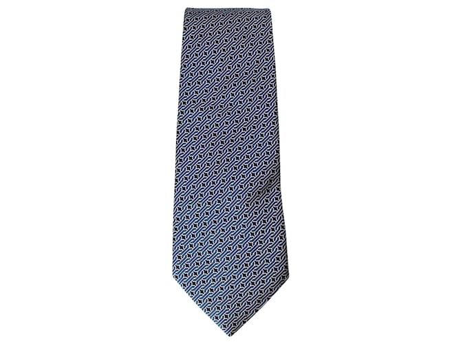 Ermenegildo Zegna Cravate Imprimée Bleue Soie  ref.806455