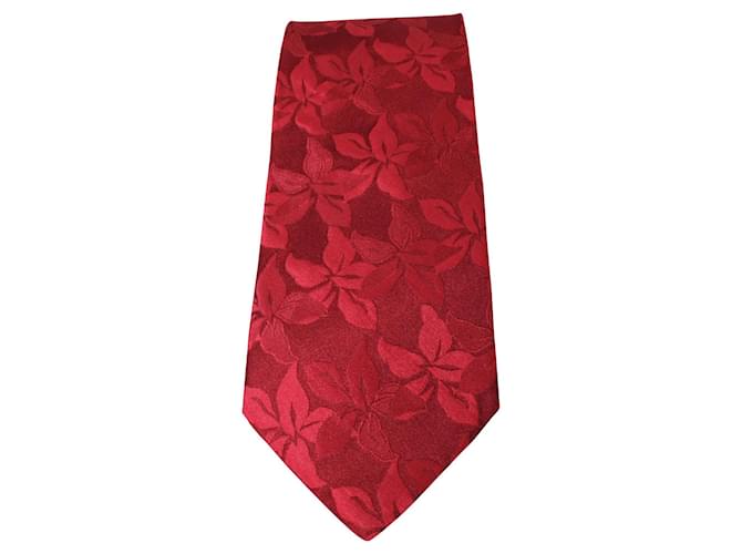 Hugo Boss Krawatte mit rotem Aufdruck und Prägung Seide  ref.806461