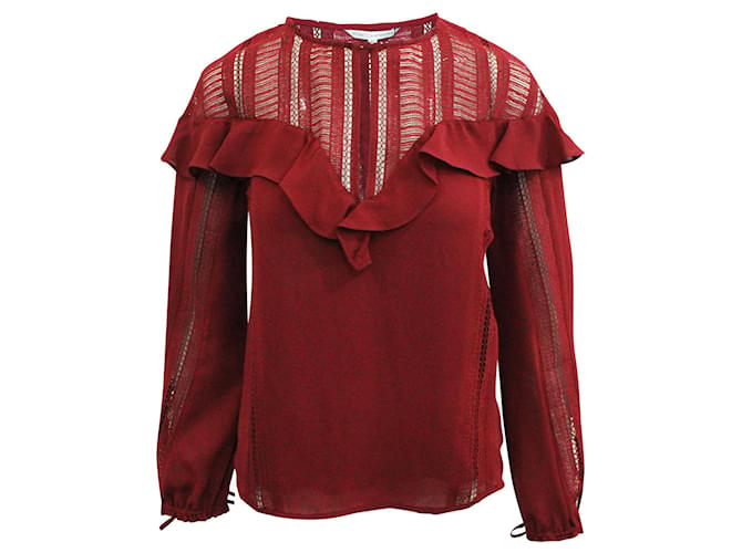 Rebecca Minkoff Burgundy Blouse with Ruffles Red Dark red Polyester  ref.806498