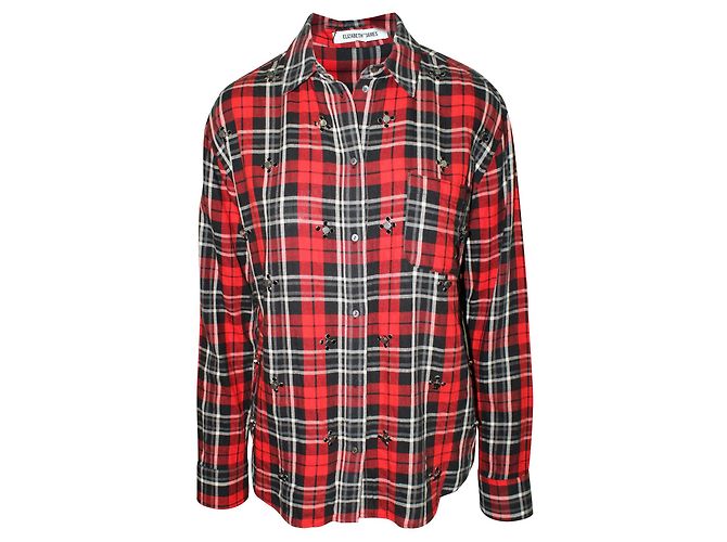 Elizabeth And James Camicia Rossa a Quadri con Abbellimenti