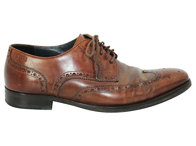 Hugo Boss Braune Oxford-Schuhe Leder  ref.806561