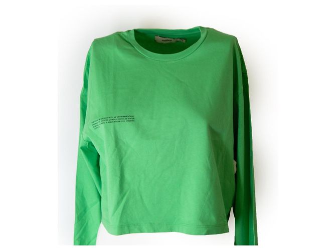 Autre Marque Crop top a manica lunga Pangaia verde in cotone