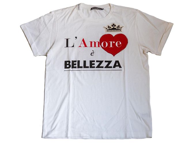 T-shirt Dolce & Gabbana branca de algodão com estampa e bordado Branco