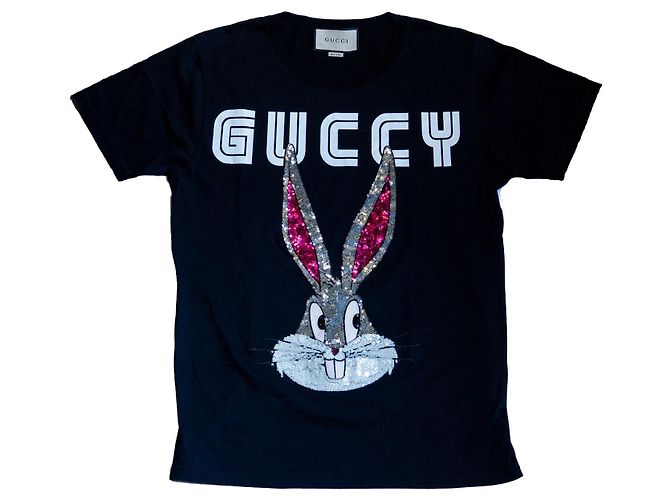 T-shirt Gucci Bugs Bunny con paillettes in cotone nera Nero