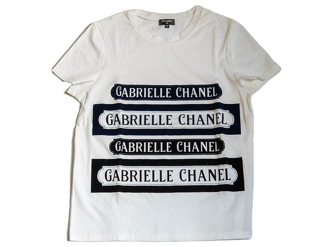 Camiseta Chanel de algodón blanca con estampado de terciopelo Blanco