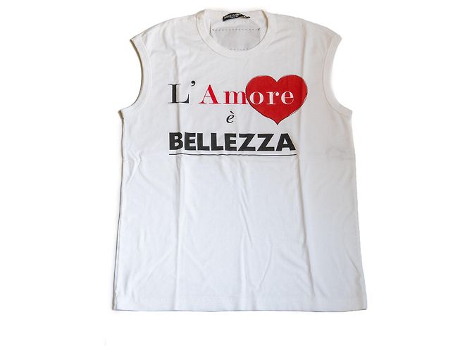 Canotta Dolce & Gabbana Bianca in Cotone con Stampa Bianco