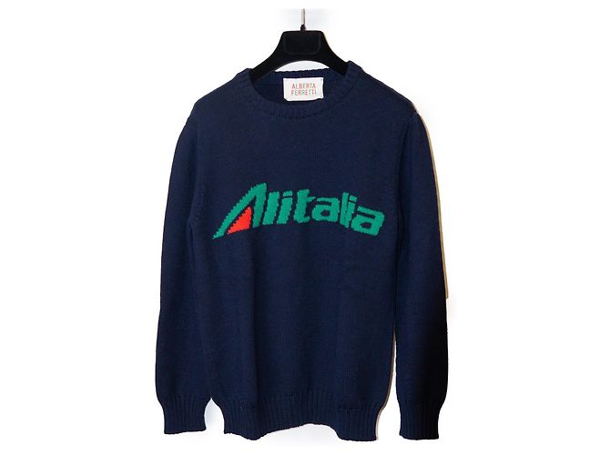 Alberta Ferretti Alitalia Wollpullover marineblau