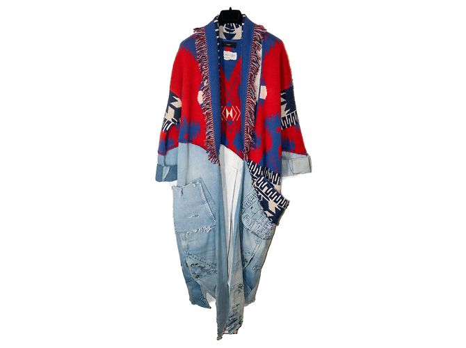 Cardigan Alanui Multicolor in Cachemire Rosso Blu