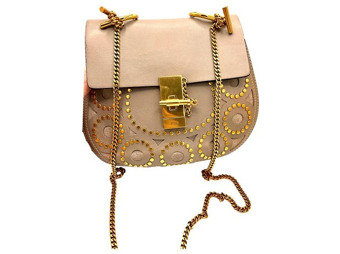 Pochette Chloé Drew en cuir beige