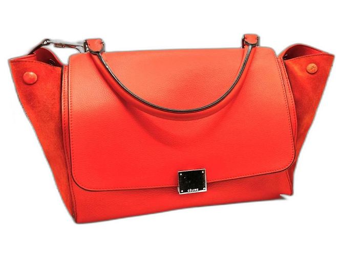 Bolsa de mão Céline Trapeze laranja de couro