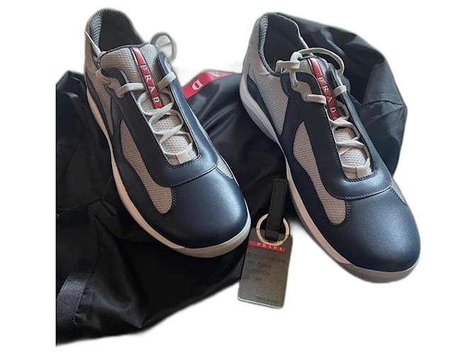 Prada sneakers americas cup new Navy blue Leather  ref.806901