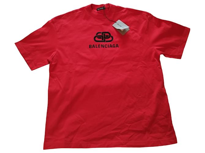 T-shirt Balenciaga rouge Coton  ref.806977