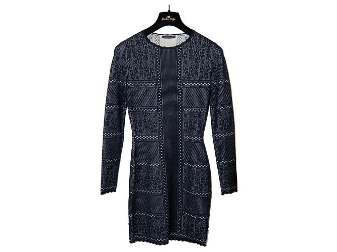 Mini abito in pizzo Alexander McQueen blu navy