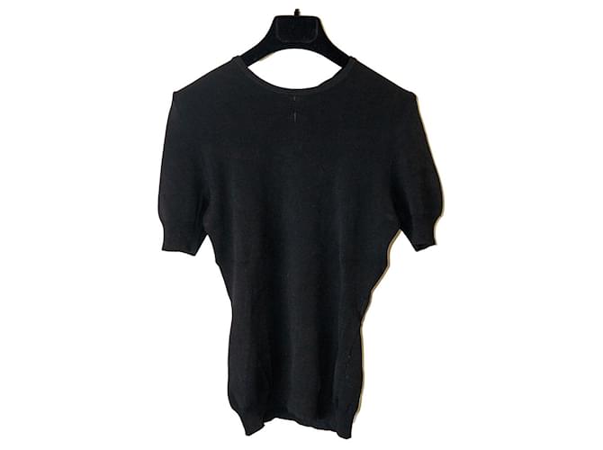 Rochas Kurzarm-Pullover Schwarz 