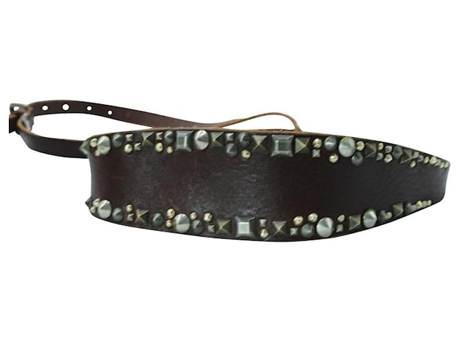 D&G Brown Leather Belt with Studs  ref.807276
