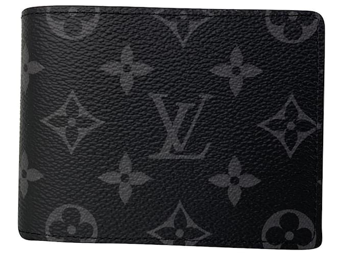 Louis Vuitton Portefeuille Slender Preto Lona  ref.807542