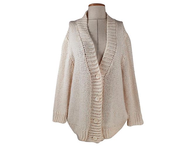 Strickjacke Essentiel Antwerp Weiß Wolle Mohair Mehrfarben