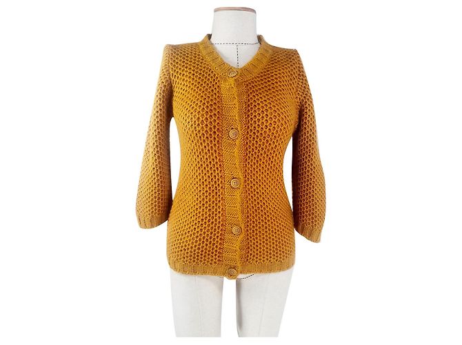 Autre Marque Rich & Royal Strickjacke Gelb Mohair und Acryl