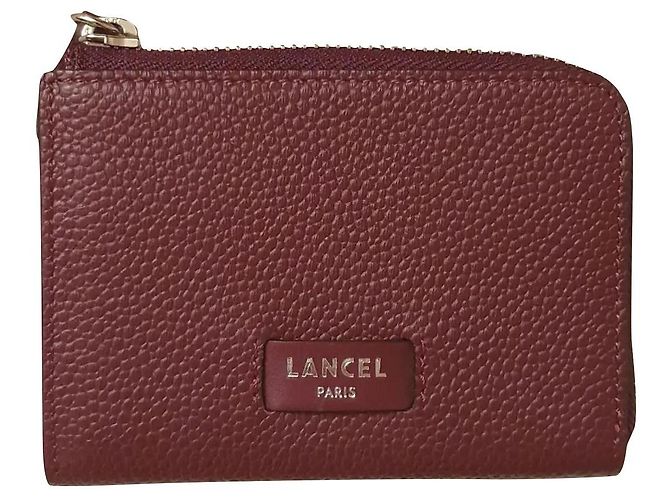 Cartera Lancel Ninon Slim Zip S Rojo Oscuro Cuero Burdeos
