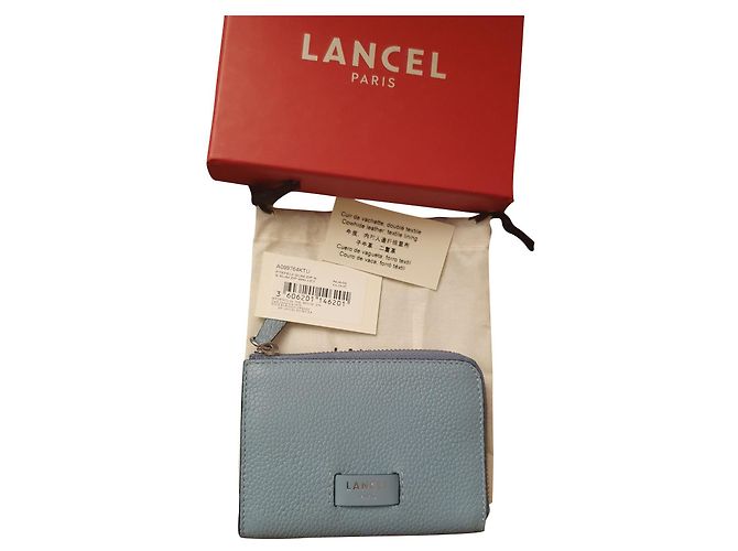 Lancel Ninon Slim Zip S Wallet Blue Leather