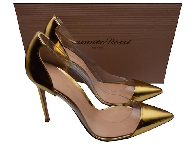 Gianvito Rossi pumps 105 mm gold pvc Golden Leather  ref.807595