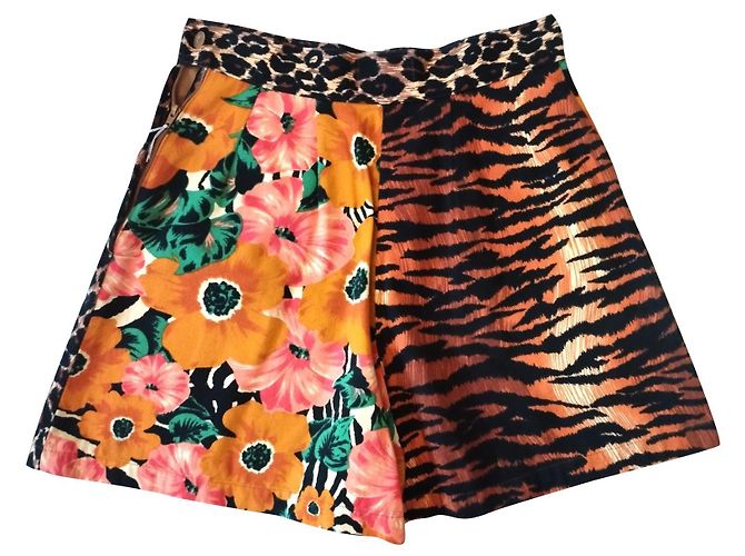 KENZO BERMUDA BLUMEN TIGRESSE ZEBRA ABEND T 32 oder 2XS Mehrfarben