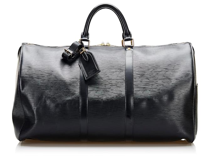 Louis Vuitton Black Epi Keepall 50 Schwarz Leder  ref.807675