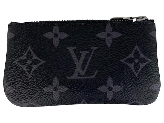 Louis Vuitton Pochette Clés Nero Grigio Tela  ref.807714