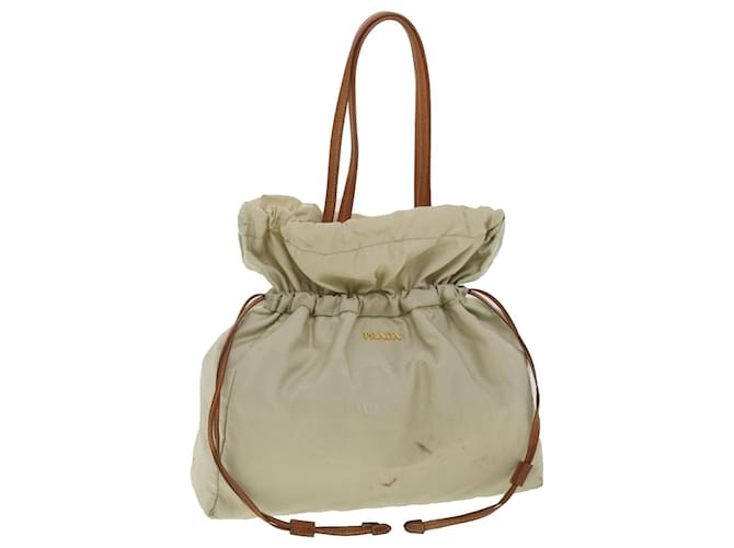PRADA Shoulder Bag Nylon Beige Auth ac1841  ref.807750