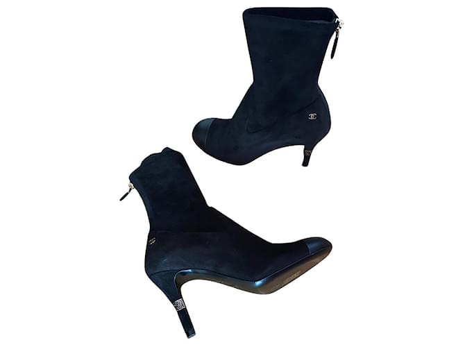Chanel Ankle Boots Blue Suede  ref.807915
