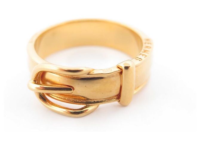 Hermès ANNEAU DE FOULARD HERMES BOUCLE DE CEINTURE EN METAL DORE GOLDEN SCARF RING Doré
