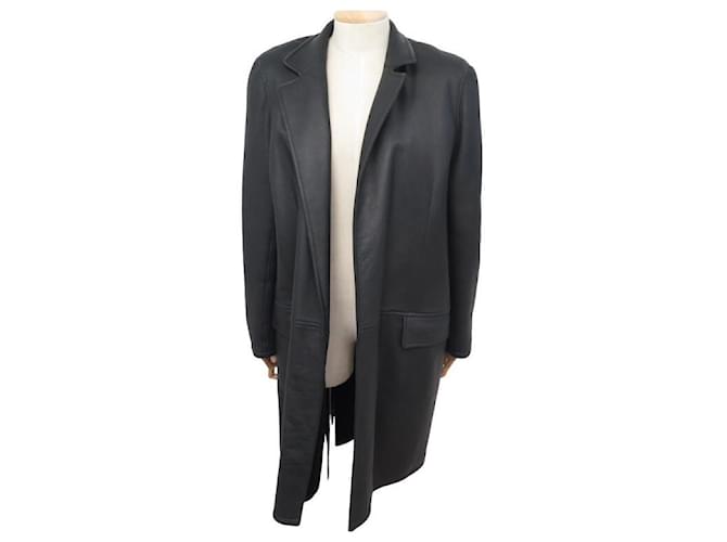 Hermès HERMES LONG lined COAT IN BLACK LAMBSKINBLACK LEATHER COAT JACKET  ref.808073