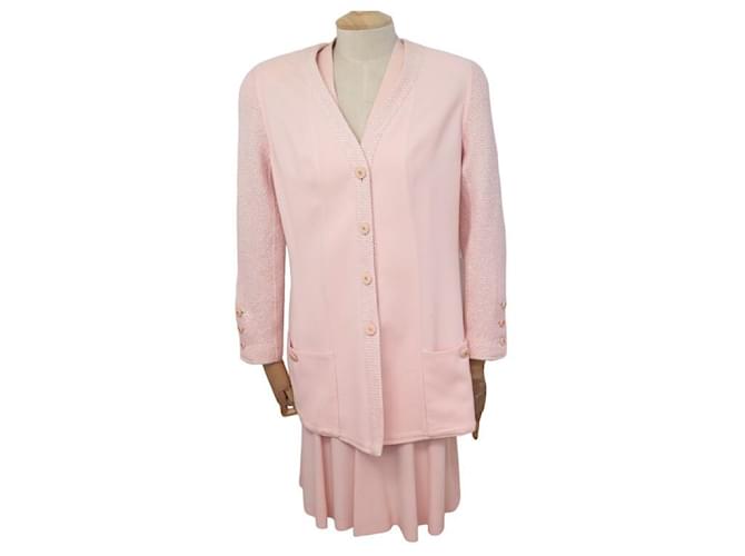 TAILORED JACKET + CHANEL T DRESS40 M IN TWEED PINK JACKET DRESS SUIT  ref.808090