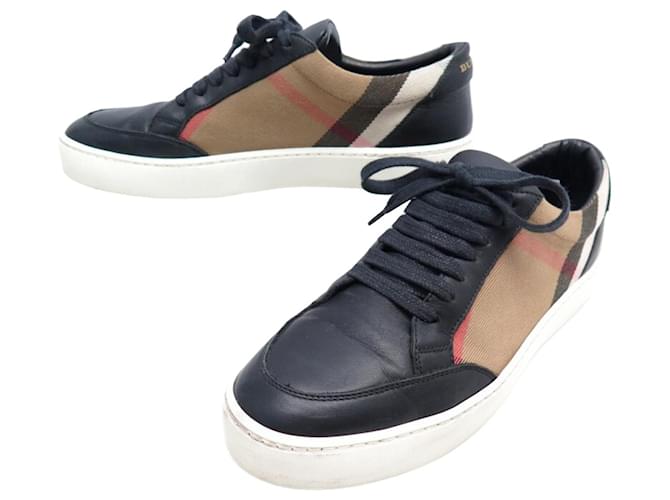 BURBERRY S SHOES80243311 SNEAKERS 38  LEATHER & COTTON HOUSE CHECK SHOES  ref.808095