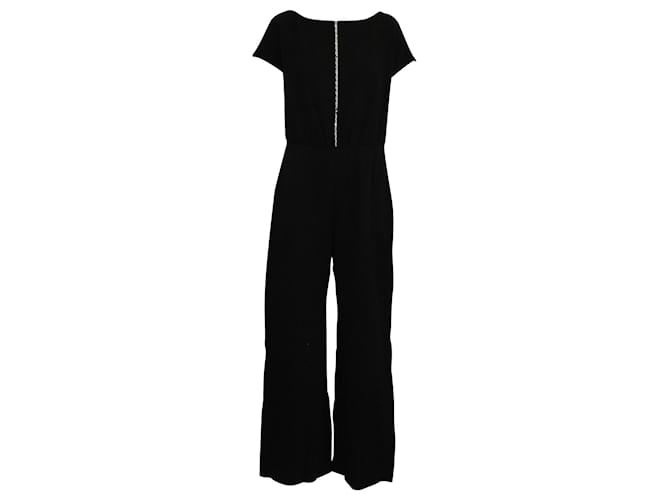 Autre Marque Black Jumpsuit with Pearl Trim Wool  ref.808158