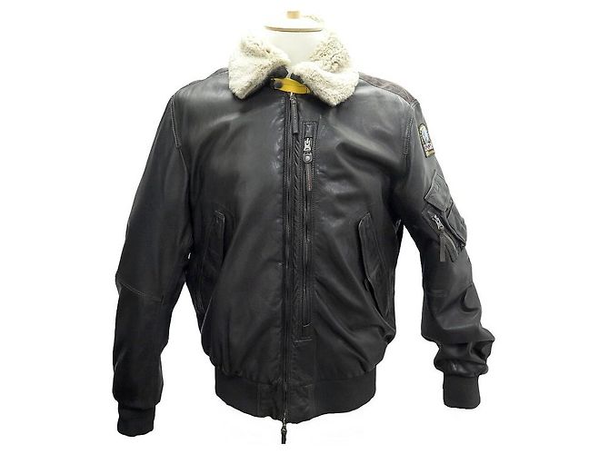 NEW PARAJUMPERS PMJCK LE JACKET01 JOSH LEATHER AVIATOR LEATHER FLIGHT COAT