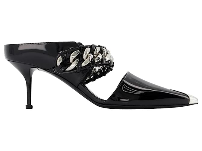 Alexander Mcqueen Sandales en Cuir Noir/Argent  ref.809017