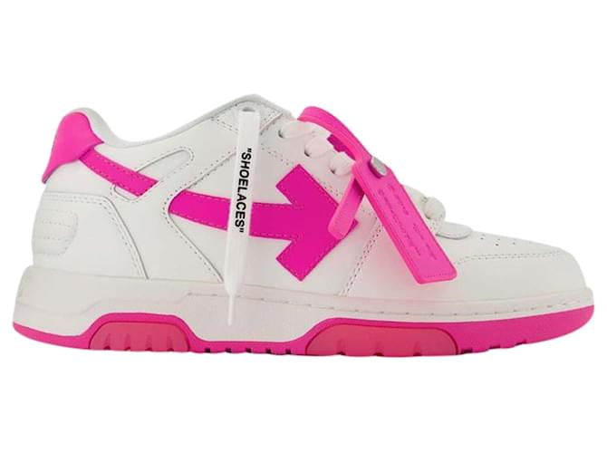 Off White Baskets Midtop Sponge - Blanc Cassé - Blanc/Fuschia - Cuir Rose  ref.809083