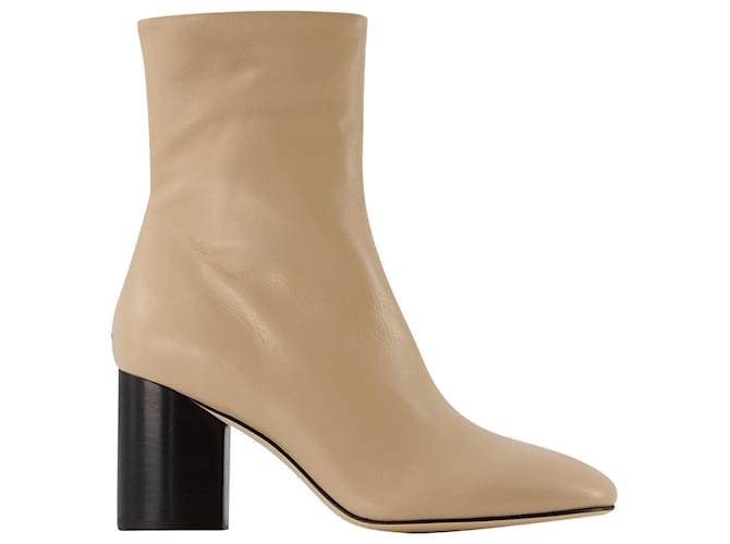 Aeyde Alena 75Mm Round Toe Ankle in leatherBoot Brown Beige  ref.809184