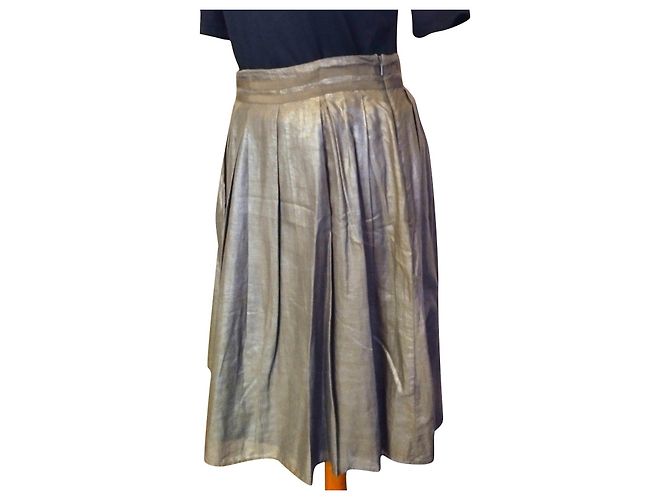 SAIA CALVIN KLEIN COLEÇÃO SAIA "LES KHAKIS" T EMERISE PLISSADA6 OU T 40 Caqui