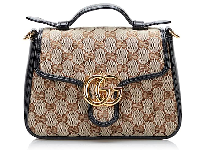 GUCCI GG Marmont Mini Top Handle Crossbody Bag 583571 Beige